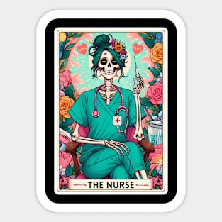 Nurse Funny Skeleton Tarot Card Sticker